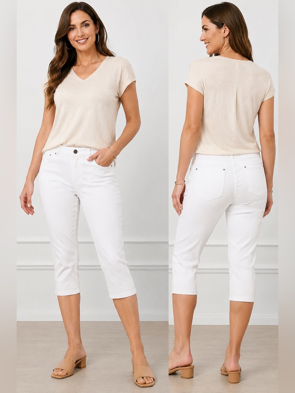 ✨ NWT 89th & Madison White Stretch Capri Pants Size 14 | Classic Summer Casual